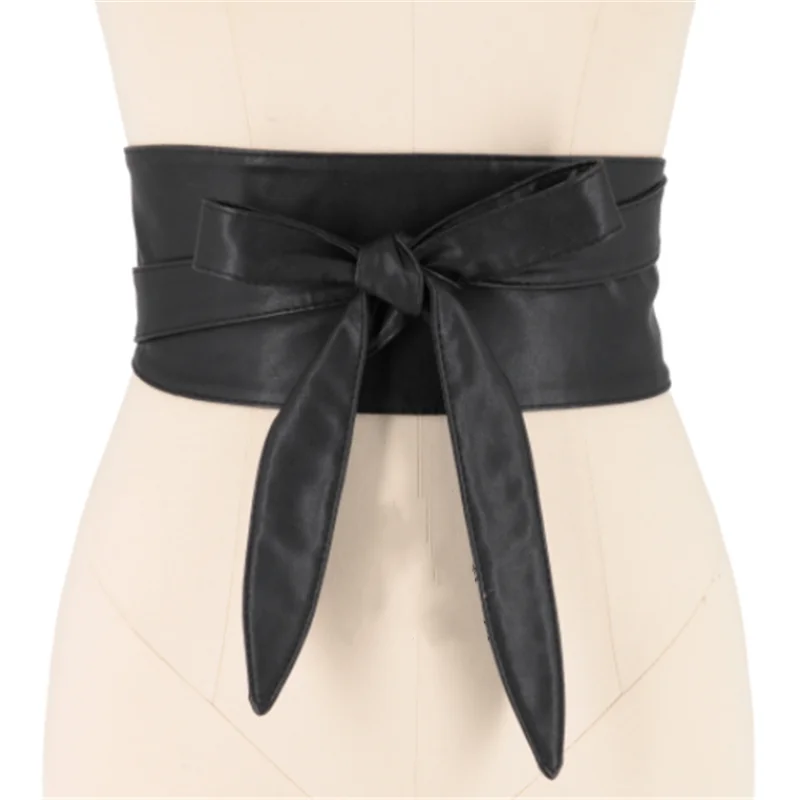

Women Lace Up Belt New Bowknot Pu Belts For Women Longer Wide Bind Waistband Ties Bow Ladies Dress Decoration Fashion