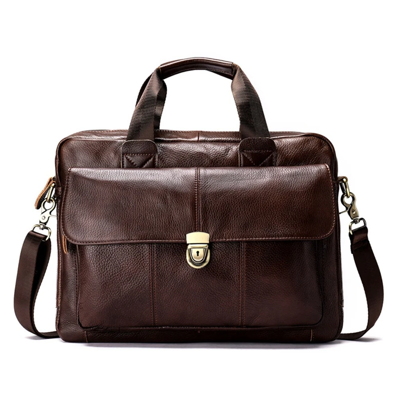 

Brown Briefcase Laptop Bag Leather Document Bag College Bag Classic Business Men's Handbag