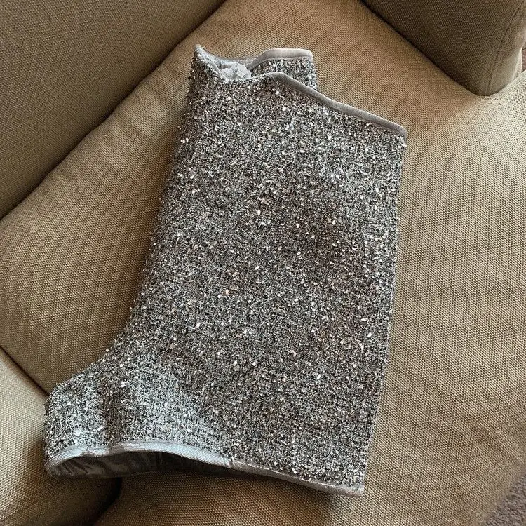 Spring khaki sequins tweed side pockets three pack versatile little fragrant shorts  women  black shorts