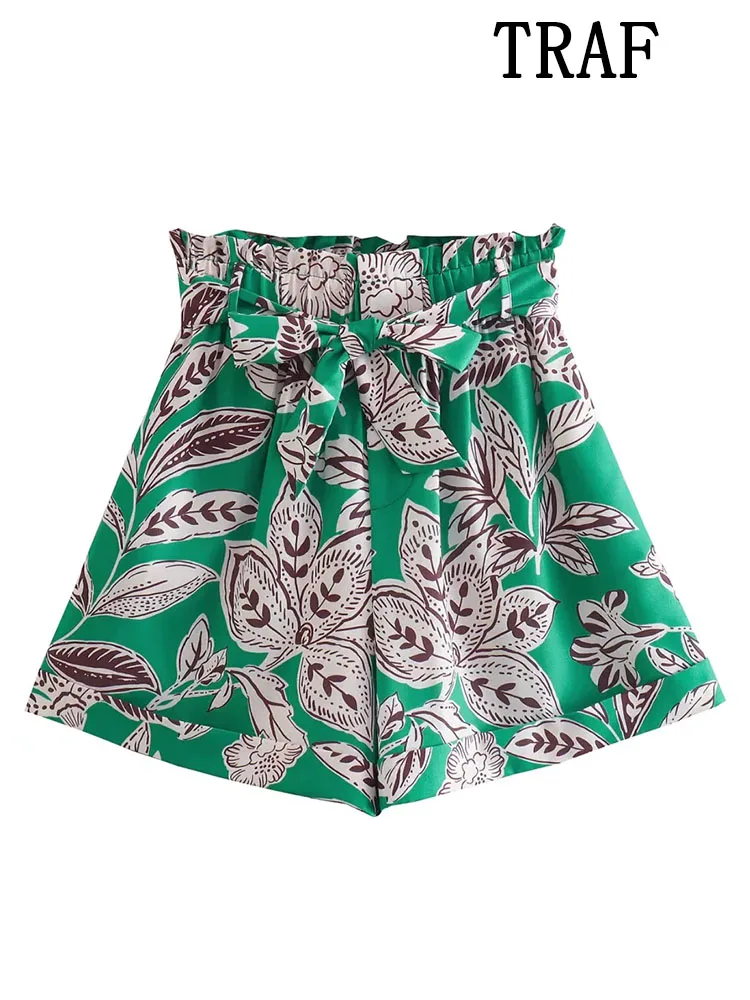 

Шорты женские с принтом в виде бумажных сумок, на шнуровке