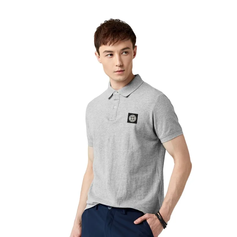 men fashion sport cotton polo tee shirts short sleeve stone solid embroidery design T-shirt summer si tops