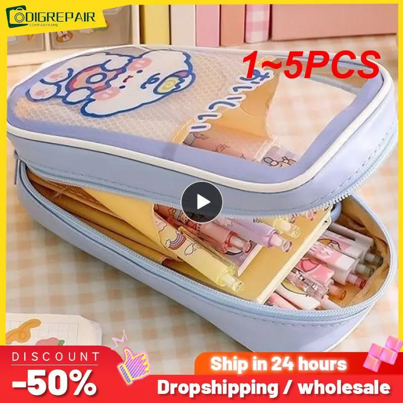 Case Large Capacity Waterproof Pen Bag Cute Student Box For 