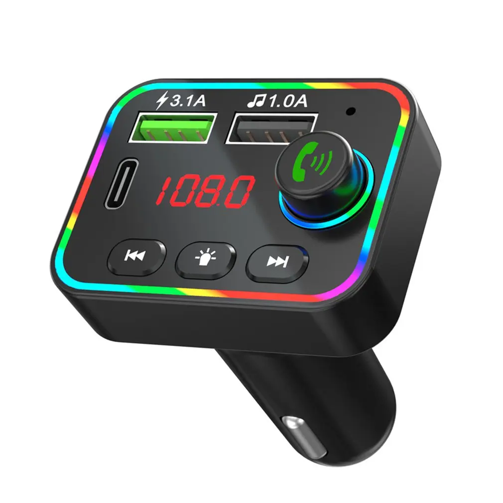 

Intelligent Car Wireless 5.0 Chip Player F4 Transmitter Atmosphere Lamp U Disk Card Strengthen Shockproof Player