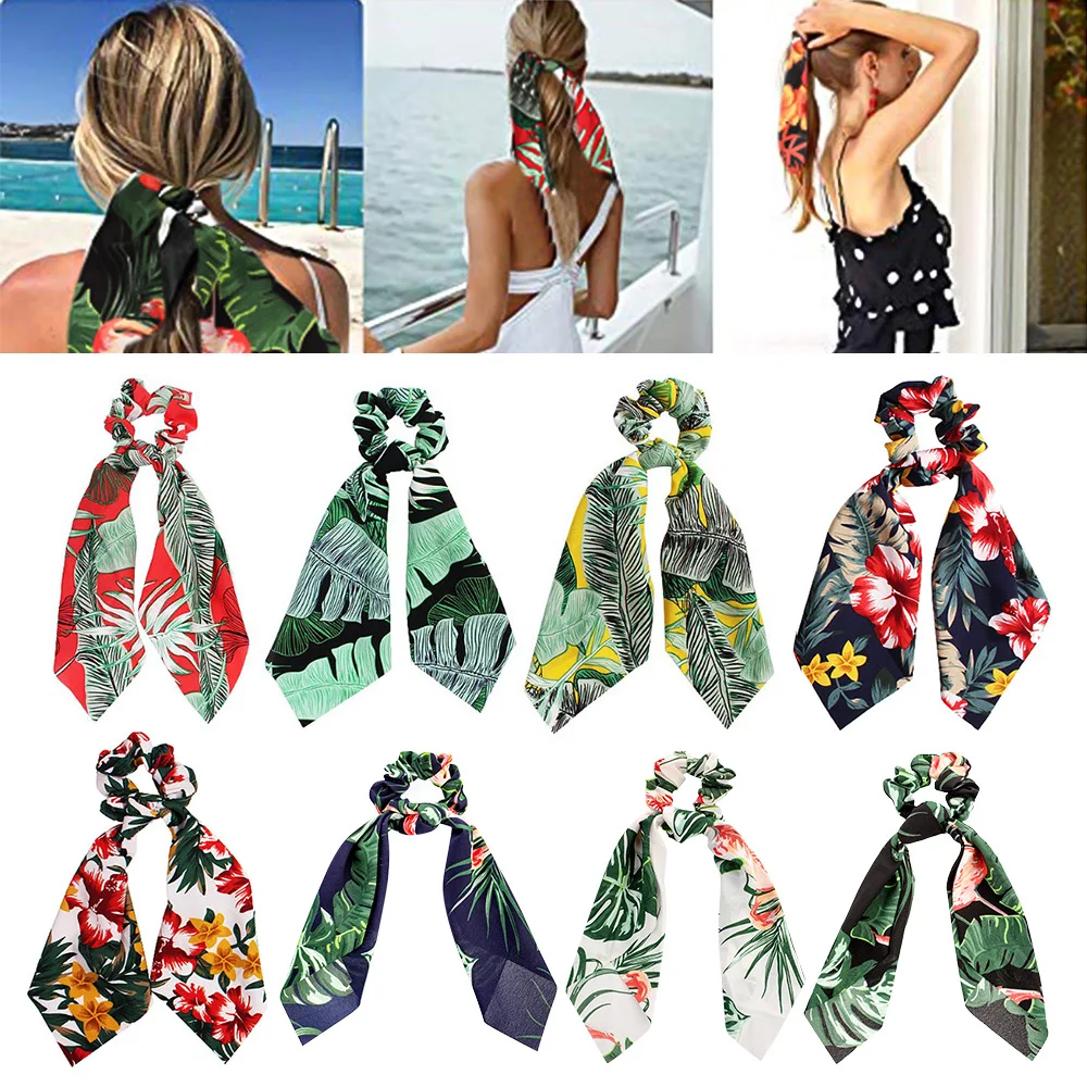 

Fashion Floral Single Printed Scrunchie Elastic Hair Band For Women Hair Scarf Bows Rubber Ropes Girls Hair Ties Hair Accessory