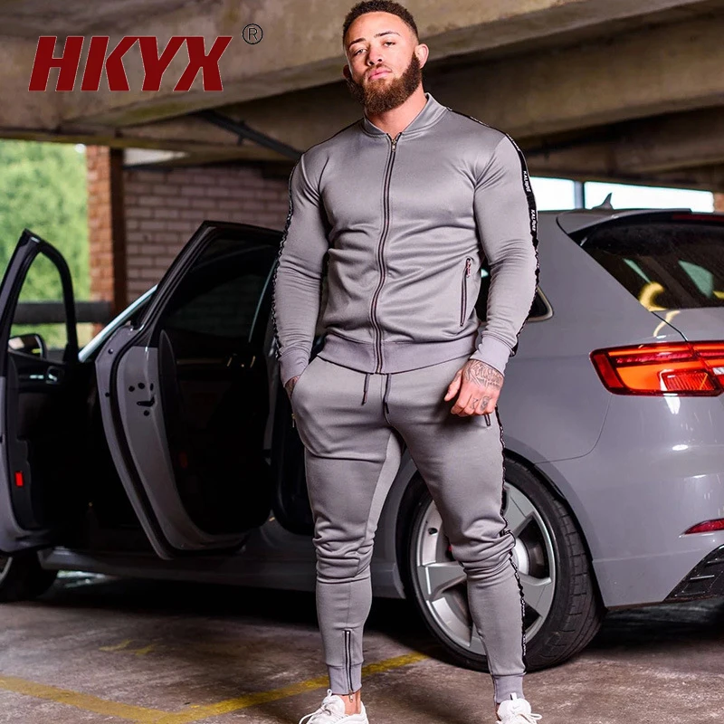 Spring Autumn Men's Zipper Sports Suit Fitness Suit Outdoor Tactical Training Coat Long Sleeved Running Sportswear Leisure Suit