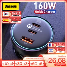 Baseus 160W Car Charger QC 5.0 Fast Charging For iPhone 13 12 Pro USB Type C Quick Charger For Laptops Car Phone Charger