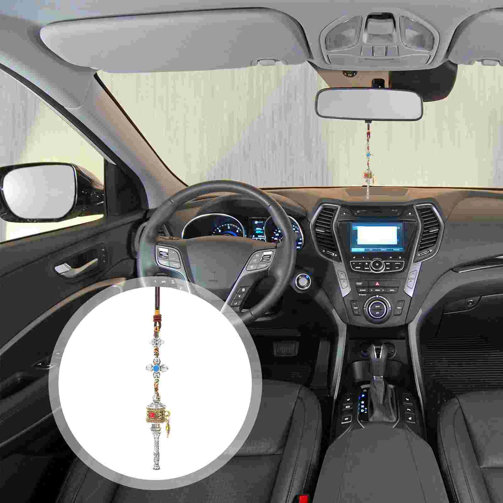 

Pendant Hanging Car Keychainshui Feng Amulet Ornament Charm Ornaments Mirror Tibetan Wheel Prayer Rearview Hum Phurba Necklace