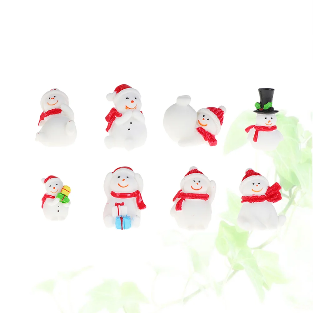 

8pcs Christmas Miniature Ornament Christmas Snowman Resin Snowman Figurine Resin Snowman Miniature