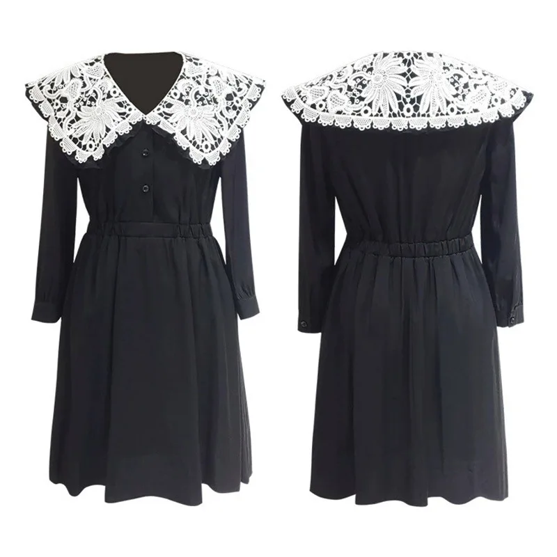 Dress Spring Autumn Women's High-end Long-sleeved Black Skirt