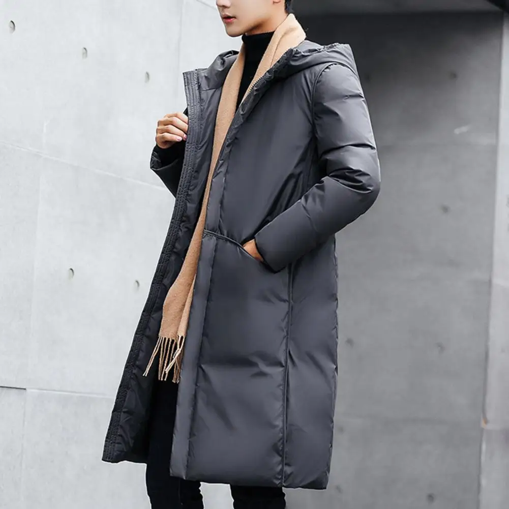 Trendy Men Windbreaker Anti Loose Fill Washable Windproof Fluffy Filling Overcoat  Super Soft Men Coat Streetwear