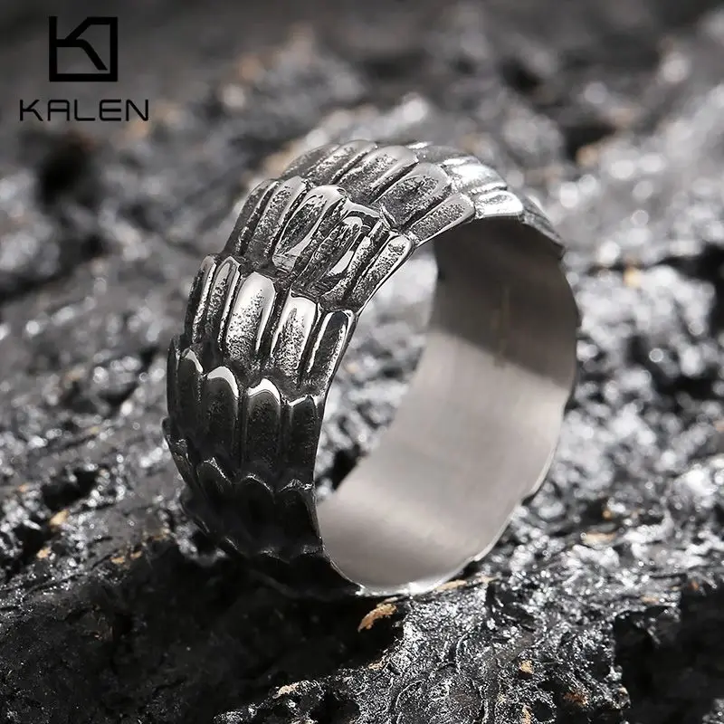 

New In Retro Stereoscopic Snake Scales Punk Ring Fashion Stainless Steel Hip Hop Metal Viking Scale Kольца Party Jewelry Gift