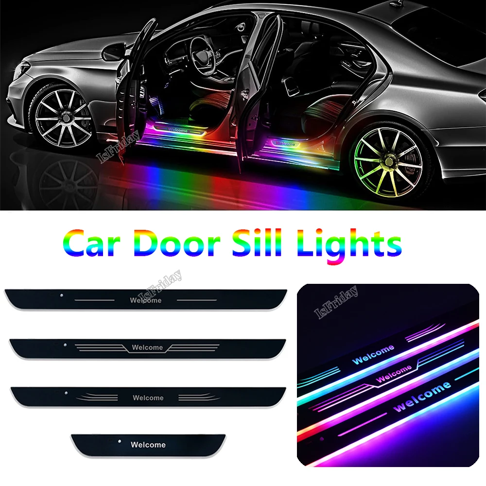 

Customized Car Door Sill Lights with Logo Illuminated Auto LED Pedal Scuff Threshold Plate Welcome Lamp Symphony Wireless Sensor