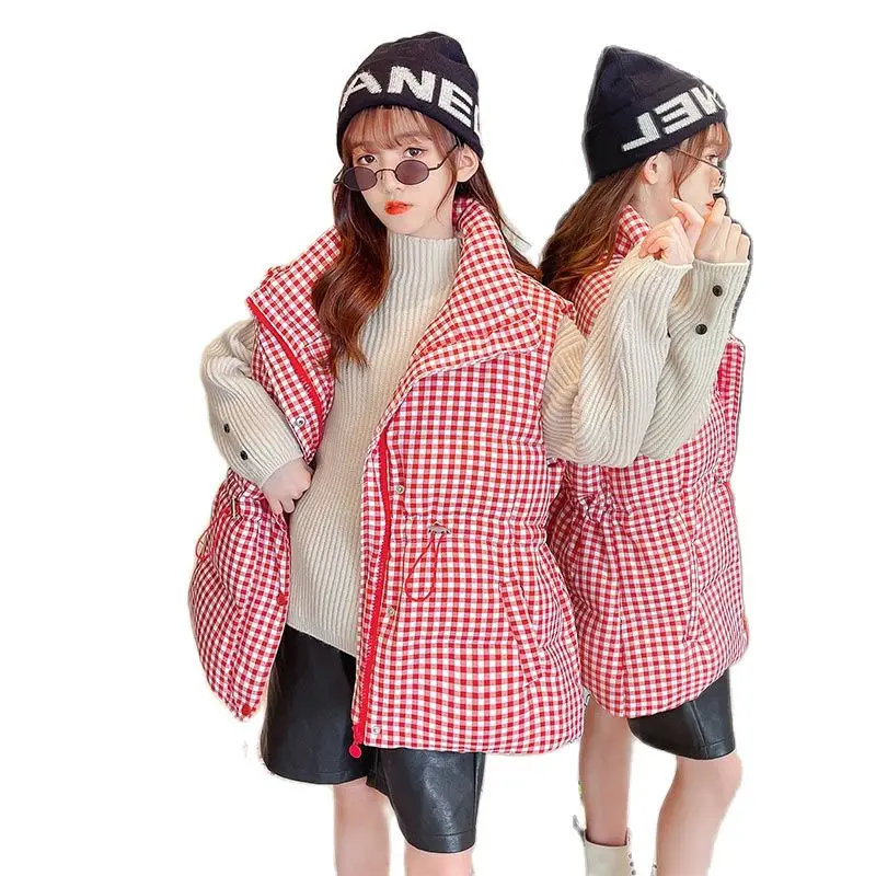 

2021 New Thick Warm Waistcoat Jacket Girls Casual Fashion Cotton-padded Jacket Children Clothes Kids Down Cotton Vest Outerwear