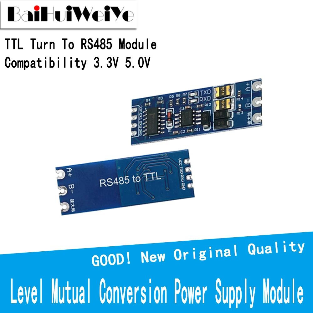 

TTL Turn To RS485 Module Hardware Automatic Flow Control Module Serial UART Level Mutual Conversion Power Supply Module 3.3V 5V