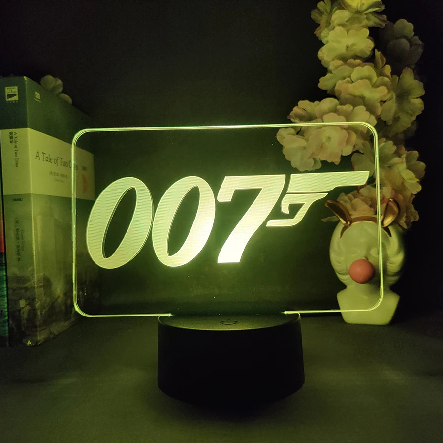 007 светодиодный ночник с логотипом фильма для рабочего стола украшение