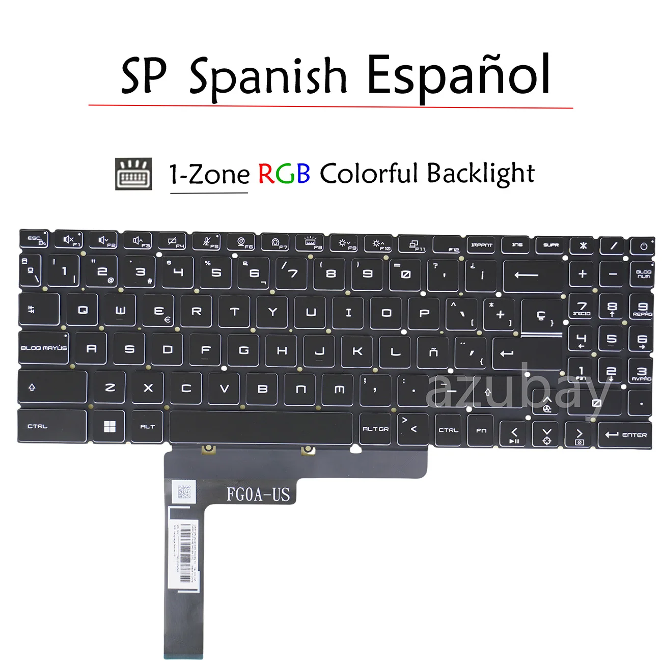 Фото Клавиатура для ноутбука LA Spanish1-ZONE с RGB-подсветкой для MSI Crosshair 15 / 17 A11UEK A11UDK A11UCK, Alpha 15 B5EEK / 17 B5EEK №2