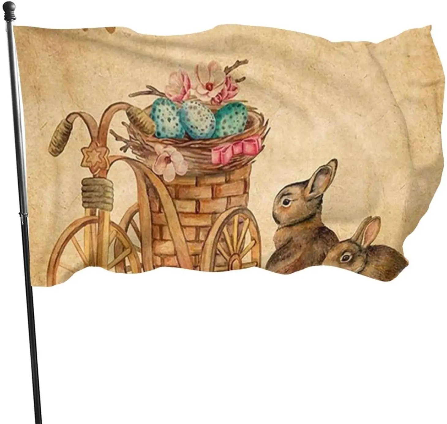 

Easter Rabbit Bunny Garden Flag for Outdoor House Porch Welcome Holiday Decoration, Flag 3x5 Ft Polyester Party Garden Flag