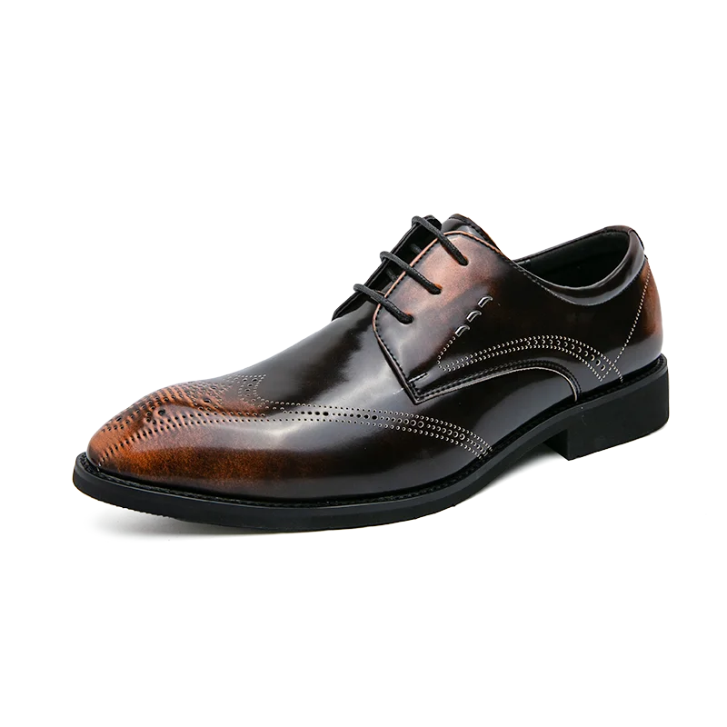 

Men's Large Size Business Leather Shoes Dress Shoes Lace Up Low Top Flat Big Toe Shoes Retro Color