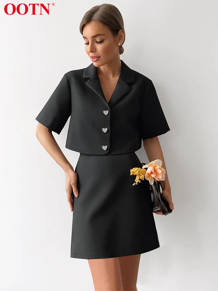 

OOTN, летний укороченный топ, рубашки, офисная юбка, Женский комплект из 2 предметов, элегантные женские мини юбки, комплекты, праздничный наря...