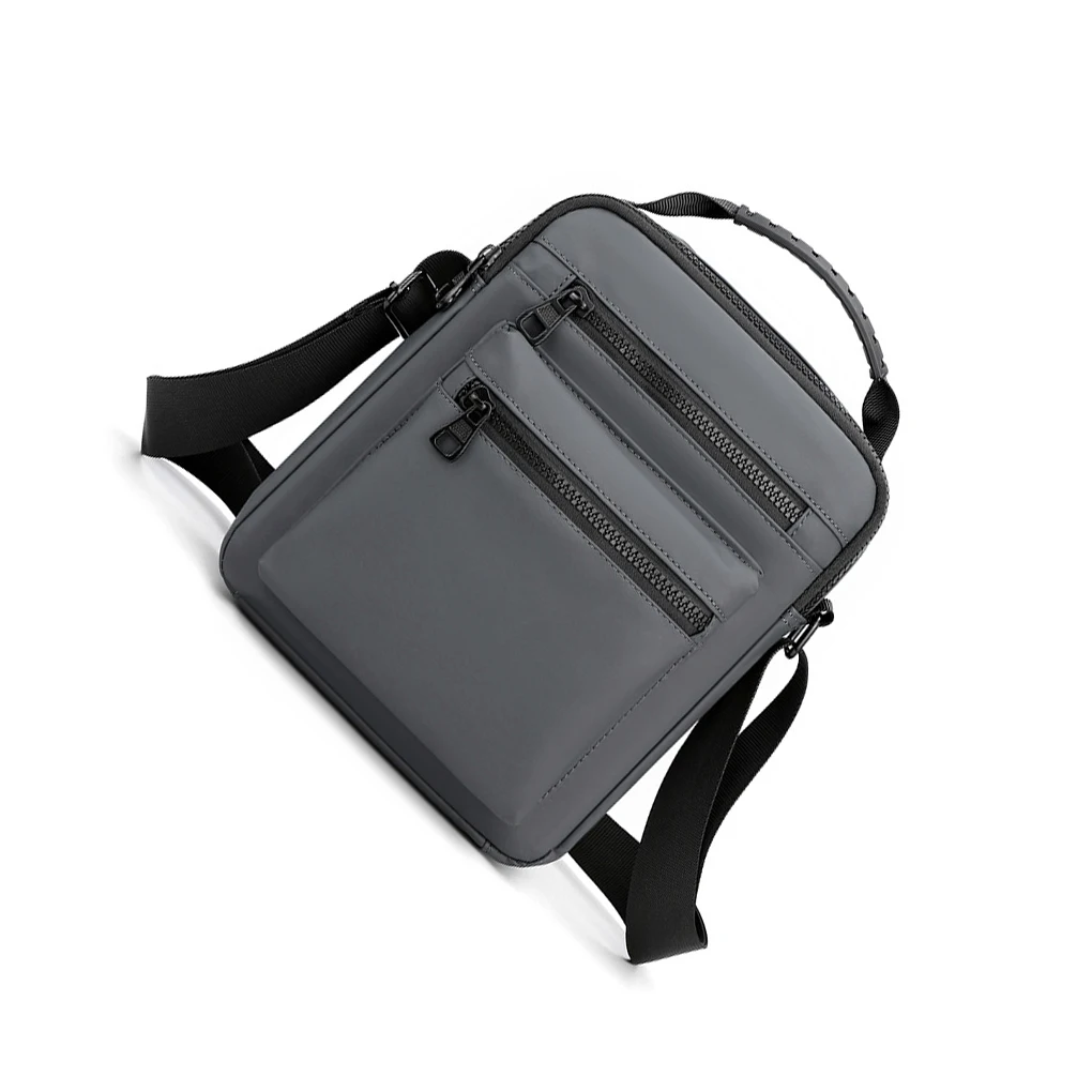

Men Sling Bag Stylish Outdoor Simple Solid Color Adjustable Strap Pockets Single Shoulder Bags Storage Holder Dark gray