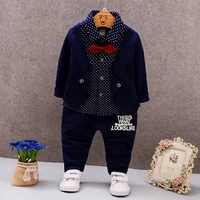 2022 childrens suit long sleeve boys round neck shirt bow tie suit cardigan toddler clothes kids boutique clothing wholesale