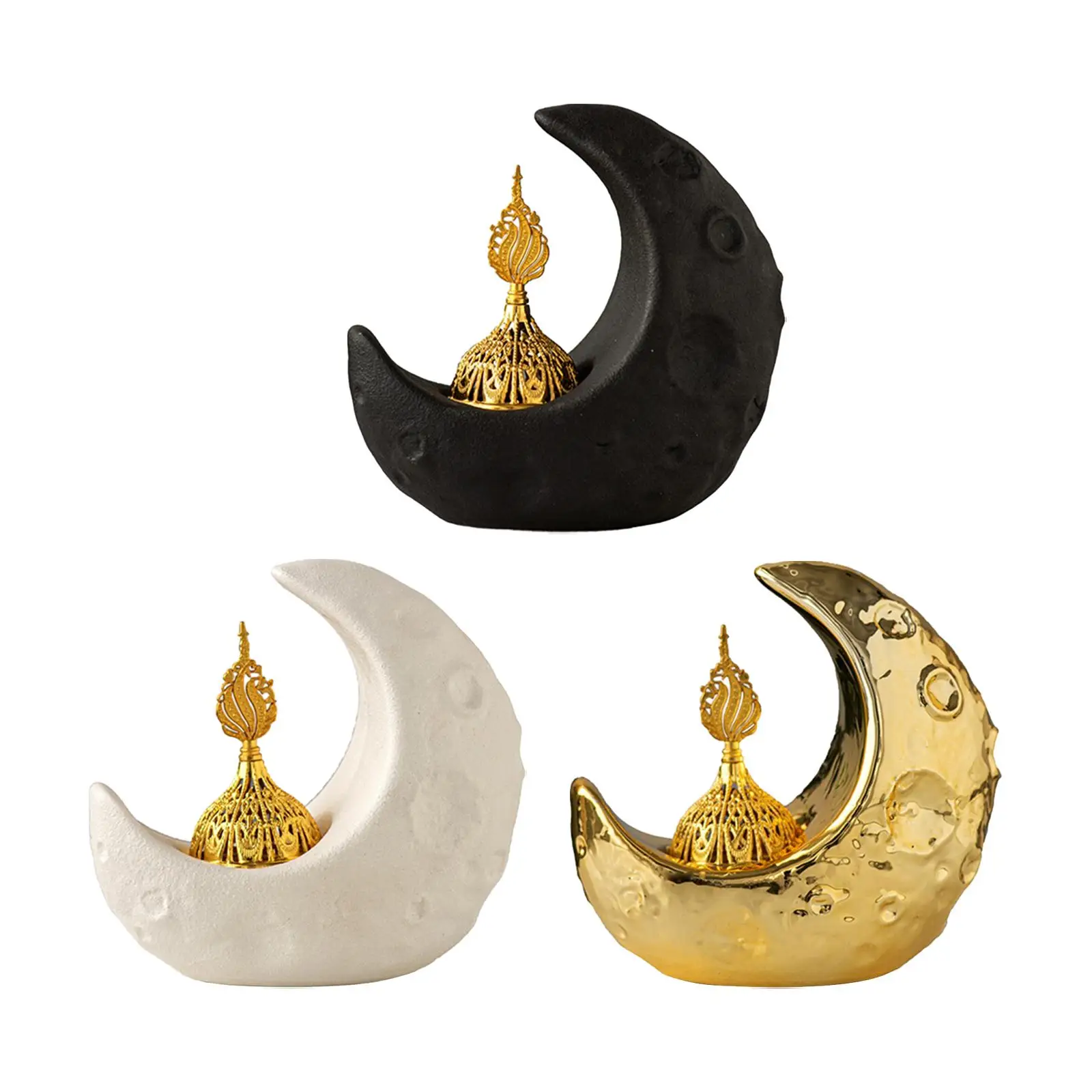 Moon Incense Burner Mediation Desk z pokrywkami Prezent na parapetówkę Figurka księżyca dla