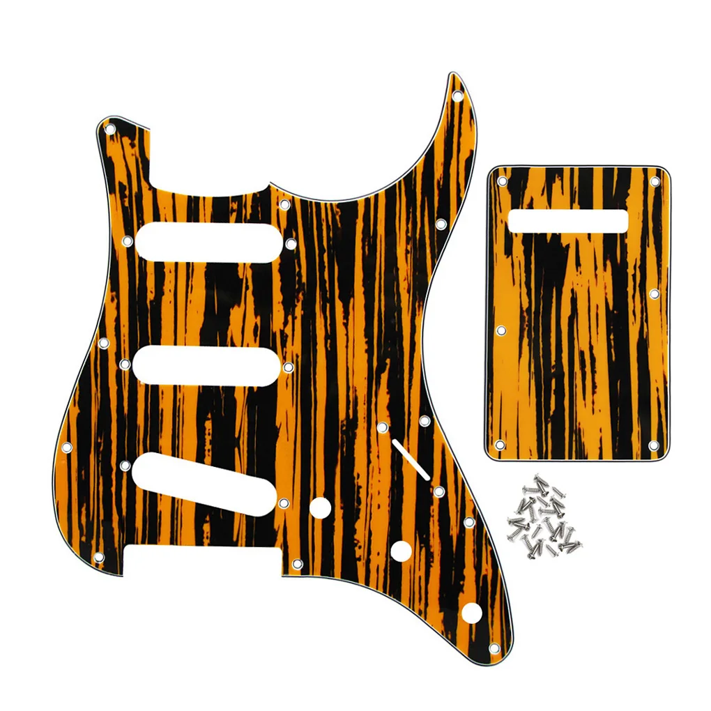 

FLEOR Set of 11 Holes FD ST SSS Electric Guitar Pickguard & Back Plate & Screws, 8 Colors Choose