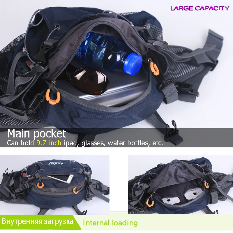 Outdoor Trekking Waist Bag with Bottle Holder Cycling Fanny Pack Multifuction Running Climbing Hunting Hiking Sport Hip Bag