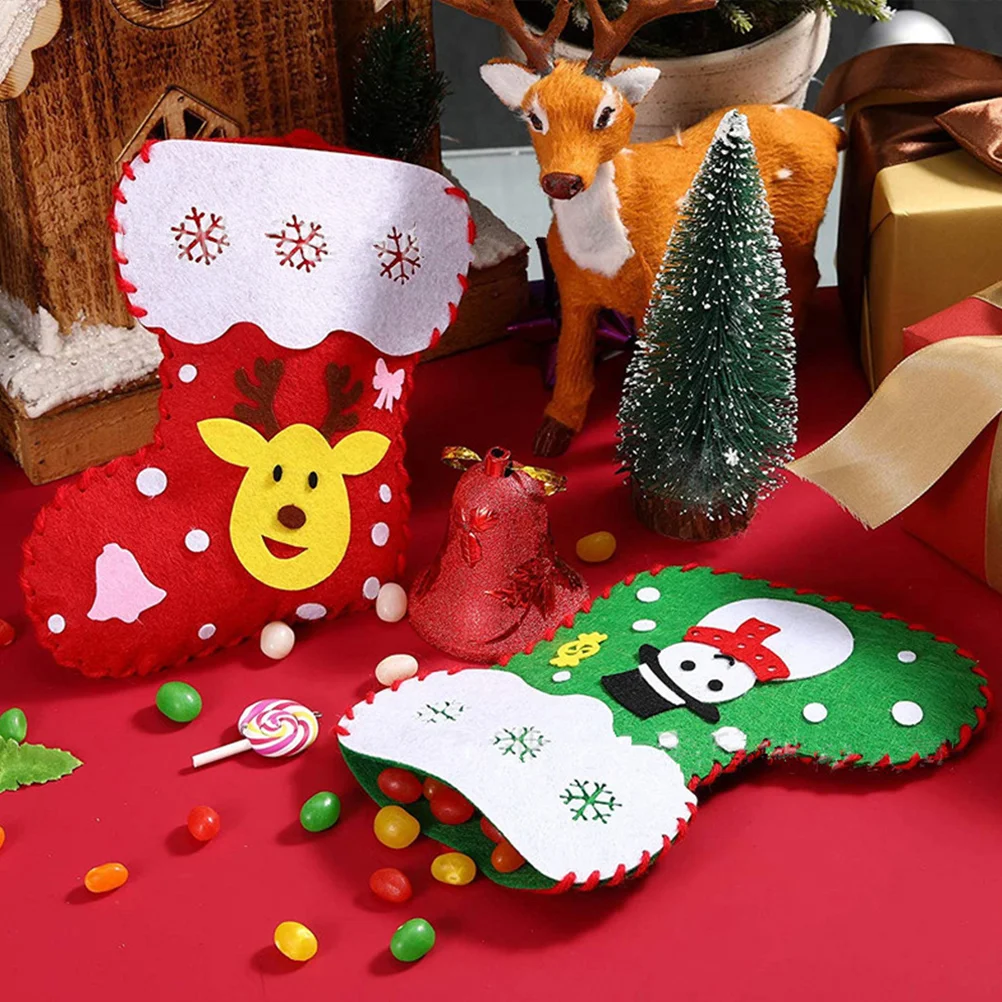 

Christmas Felt Stockings Santa Snowman Reindeer Ornaments Sewing Kits Diy Decoration Xmas Party