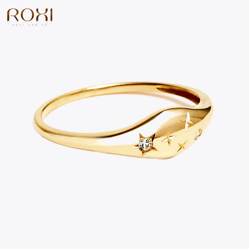 

ROXI 925 Sterling Silver Delicate Geometric Crystal Rings For Women Girls Shiny 12 Constellation Series Fine Jewelry anillos