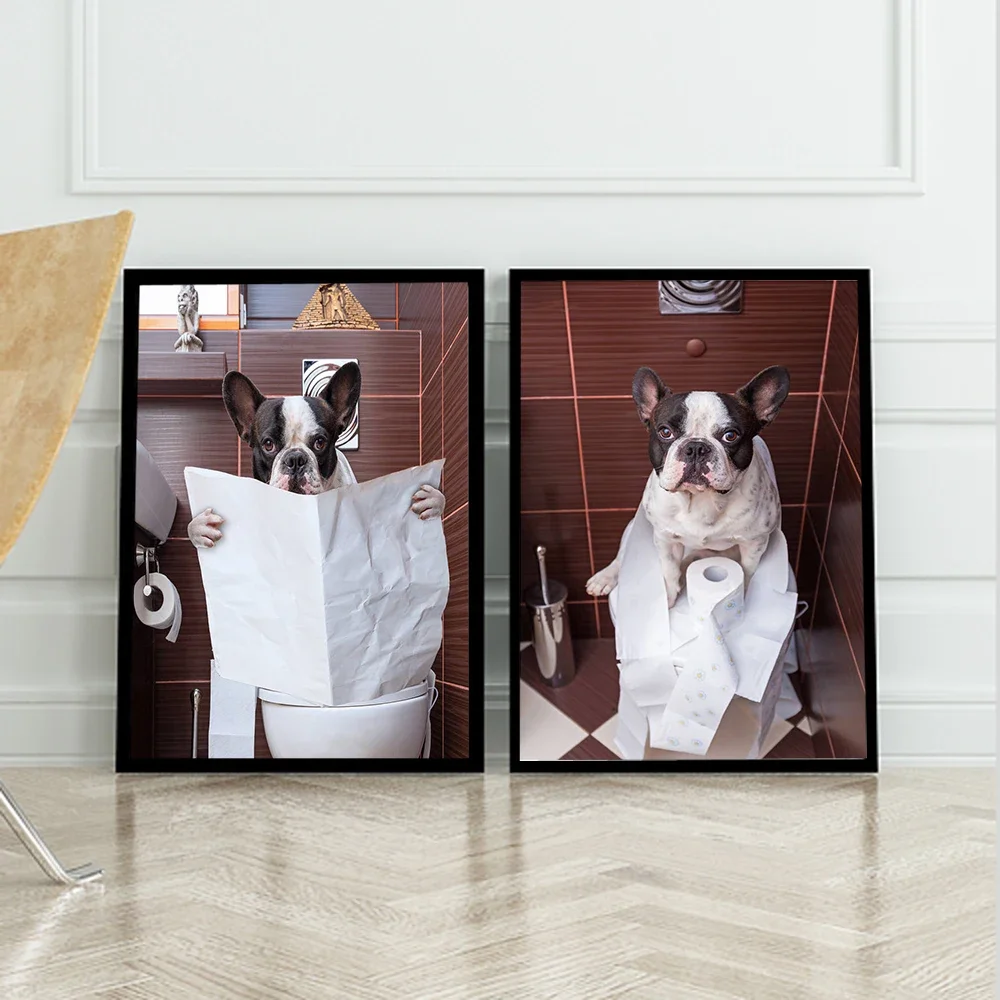 Современный скандинавский стиль туалетная собака газета постер с животными
