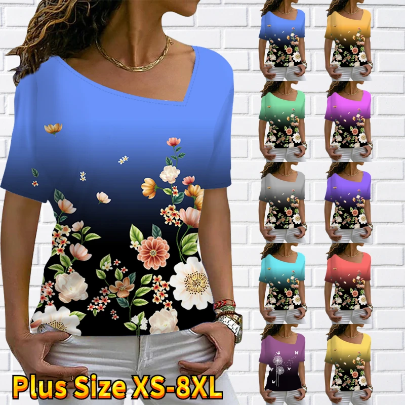 

Женская футболка с коротким рукавом и V-образным вырезом, свободного покроя