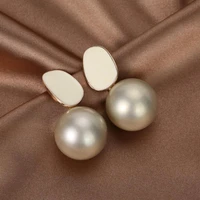 new fashion two sided pearl ear stud earrings for women delicate boucle girl party wedding gifts stud earrings jewelry wholesale