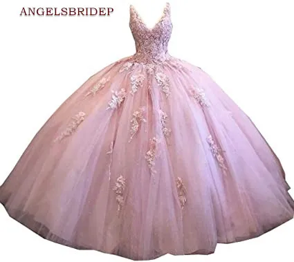 

V-Neck Ball Gown Quinceanera Dresses 15 Party Formal Applique Beaded Special Occasion Princess Party Gowns Custom