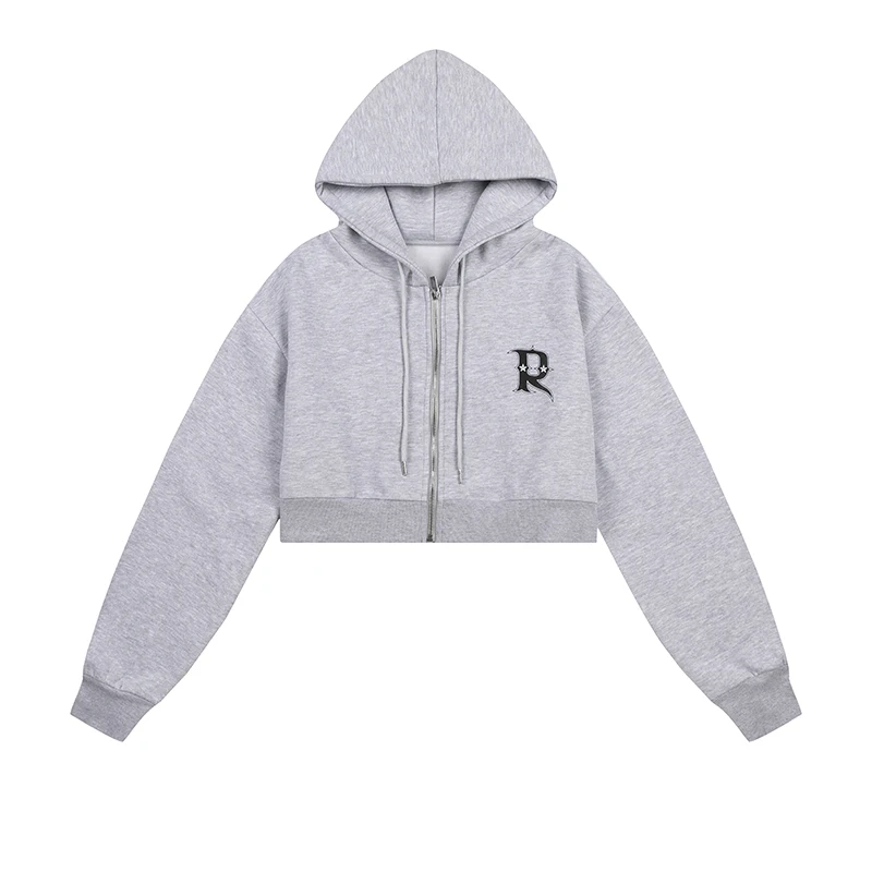 RUDDYCHEEKS RHCHS Women's Sweater Classic Letter Fashion Spicy Girl Open Umbilical Casual Fashion Pure Cotton Simple Hoodie