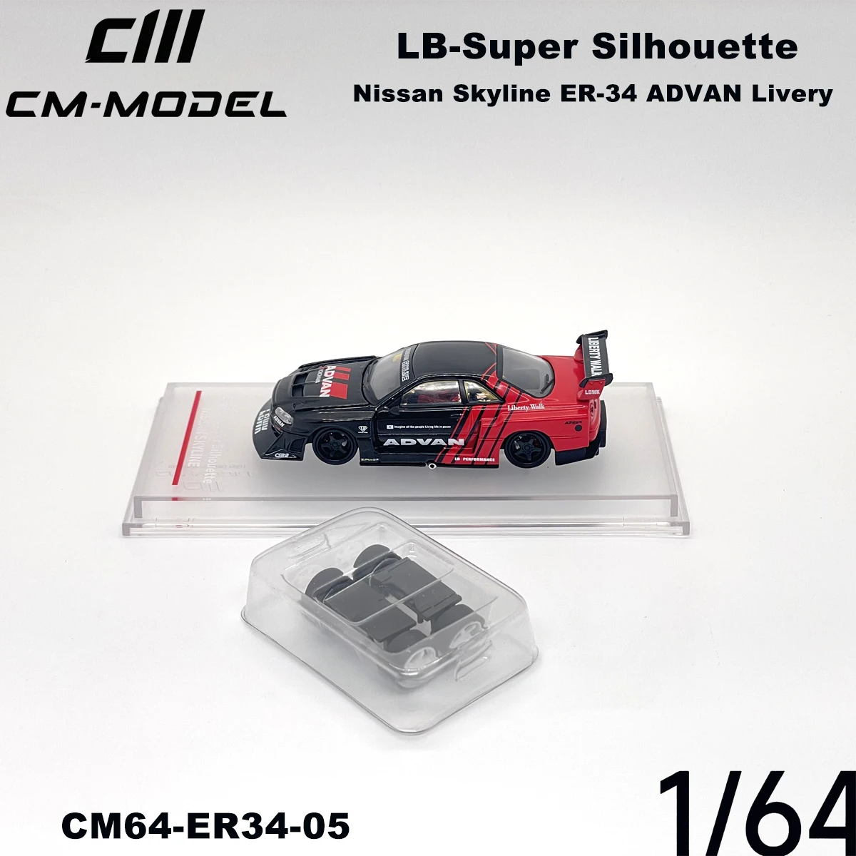 Фото CM Модель 1:64 LB‑ER34 Super Silhouette Skyline с окраской ADVAN CM64‑ER34‑05 Коллекционные модели автомобилей из сплава в наличии №3