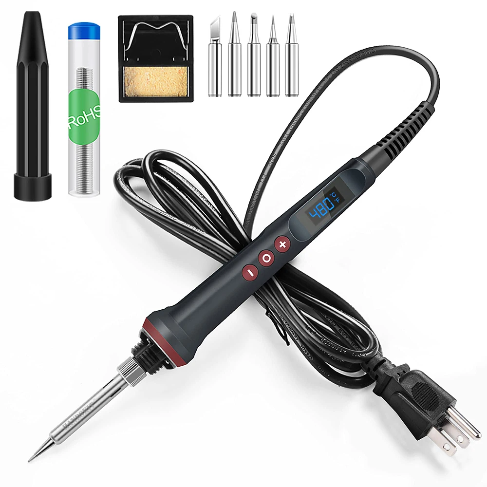 

110V/220V 90W LED Digital Soldering Iron Set Adjustable PTC ℃ /℉ Temperature With 5 Soldering Tips Welding Heat Repair Tools