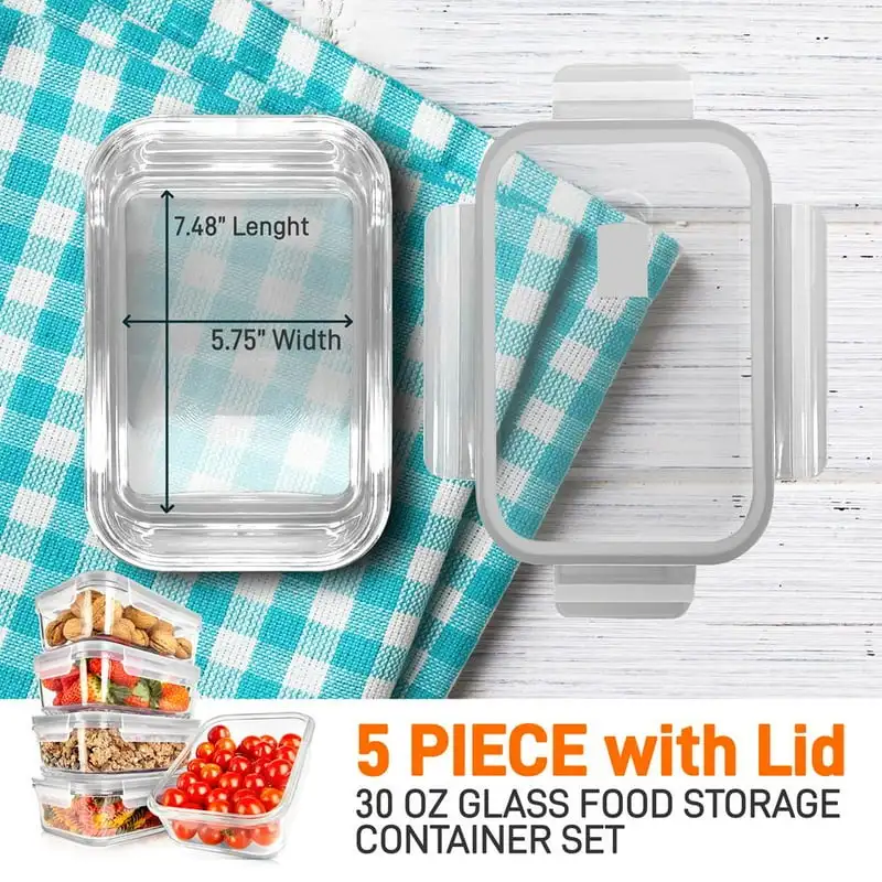 

Glass Food Containers - Stackable Superior Glass Meal-prep Storage, (Gray)