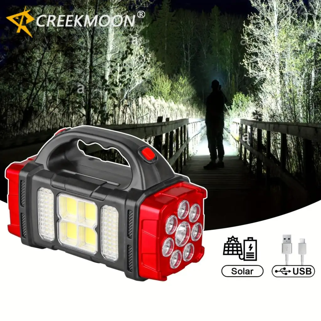 

Solar-Powered USB Handheld Flashlight Portable Ultra Bright LED Torch With Power Bank Perfect For Outdoor Camping Hiking Fishing