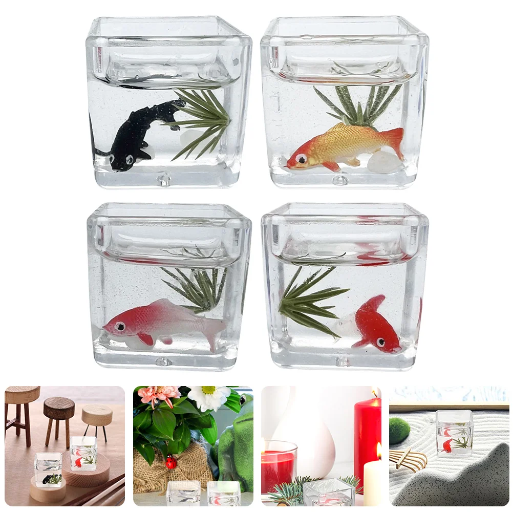 

4 Pcs Simulated Koi Fish Tank Christmas Gift Miniature Accessories House Decorations Goodies Plastic Centerpiece Table