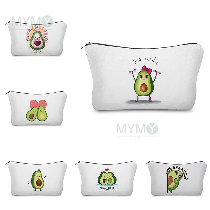 

Avocado Cosmetic Bag Cartoons Fruit Series Print High Quality Makeup Organizer Gift Women's Travel Casual Customize Toiletry Bag