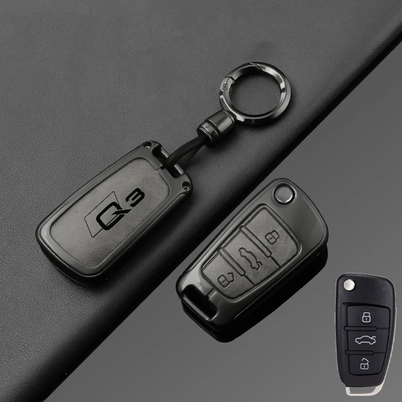 

Складной чехол для ключей из сплава кожи, держатель для ключей для Audi Q3 8u f3 S, защитный чехол для ключей, брелок для ключей, автомобильные аксессуары