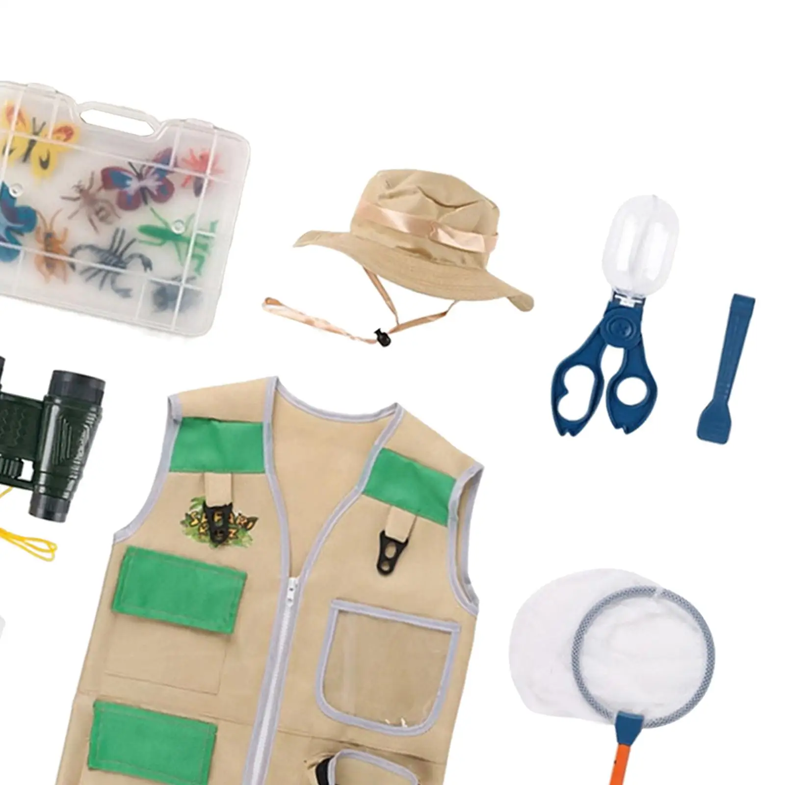

16 Pieces Children Toys Explorer Kits Vest Hat Kids Outdoor Activity Role Play Outdoor Adventure Kits for Paleontologist