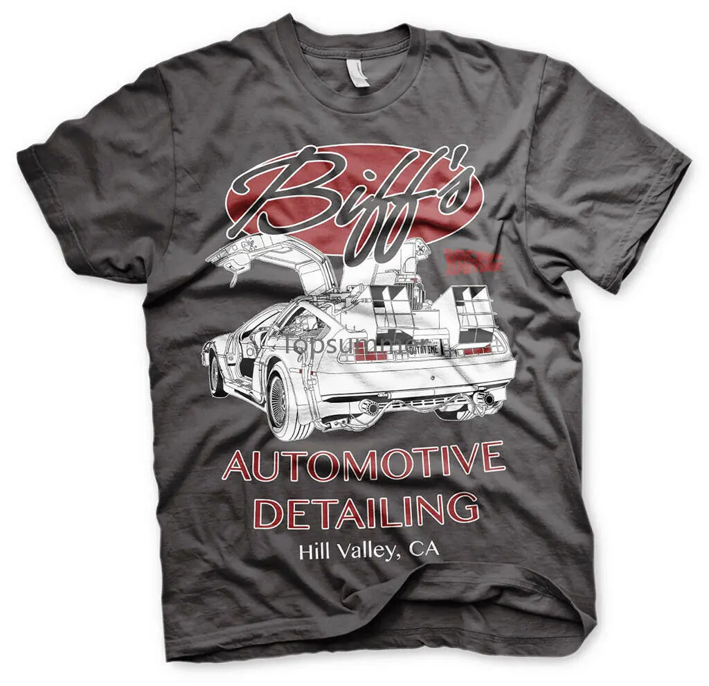 

Back To The Future Biff'S Automotive Detailing DMC T-Shirt Printed Men T-Shirt Short Sleeve Funny Tee Shirts