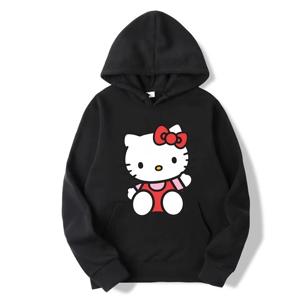 Худи флисовое для мальчиков и девочек с мультяшным принтом Hello Kitty одежда