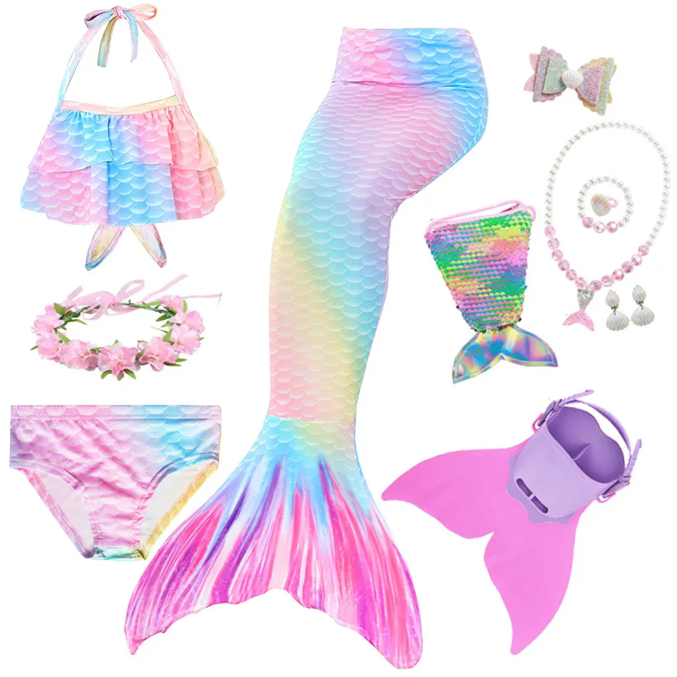 Детский костюм Русалочки с хвостом для девочек купальный Хэллоуина маленькой