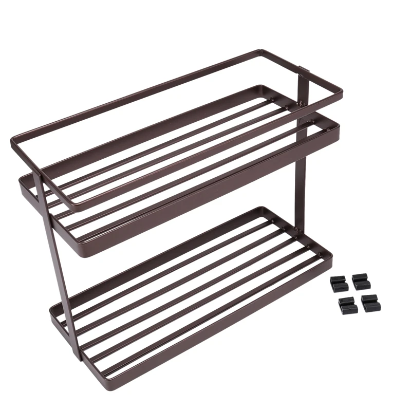 

Настенный подвесной 2-уровневый органайзер для кухни и ванной, полка для хранения, настенная полка, многослойная полка для приправ