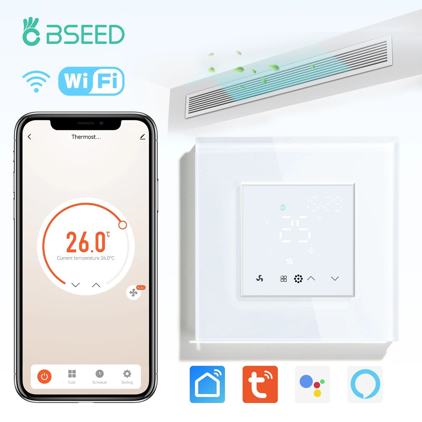 Фото Термостат BSEED умный с поддержкой Wi-Fi и сенсорным экраном №2