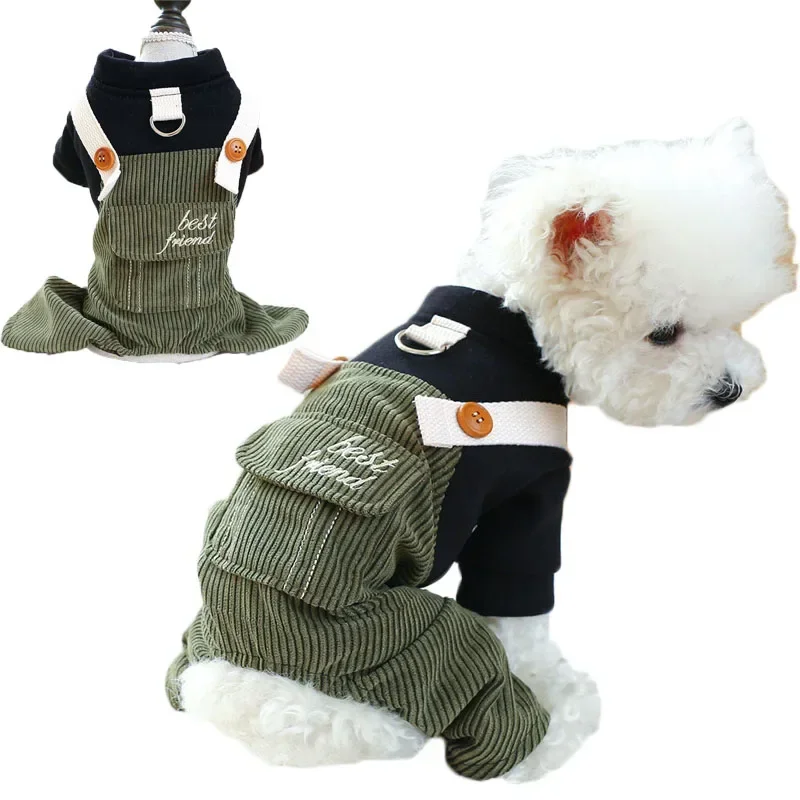 Вельветовый комбинезон для щенков и кошек домашних животных осенне-весенняя