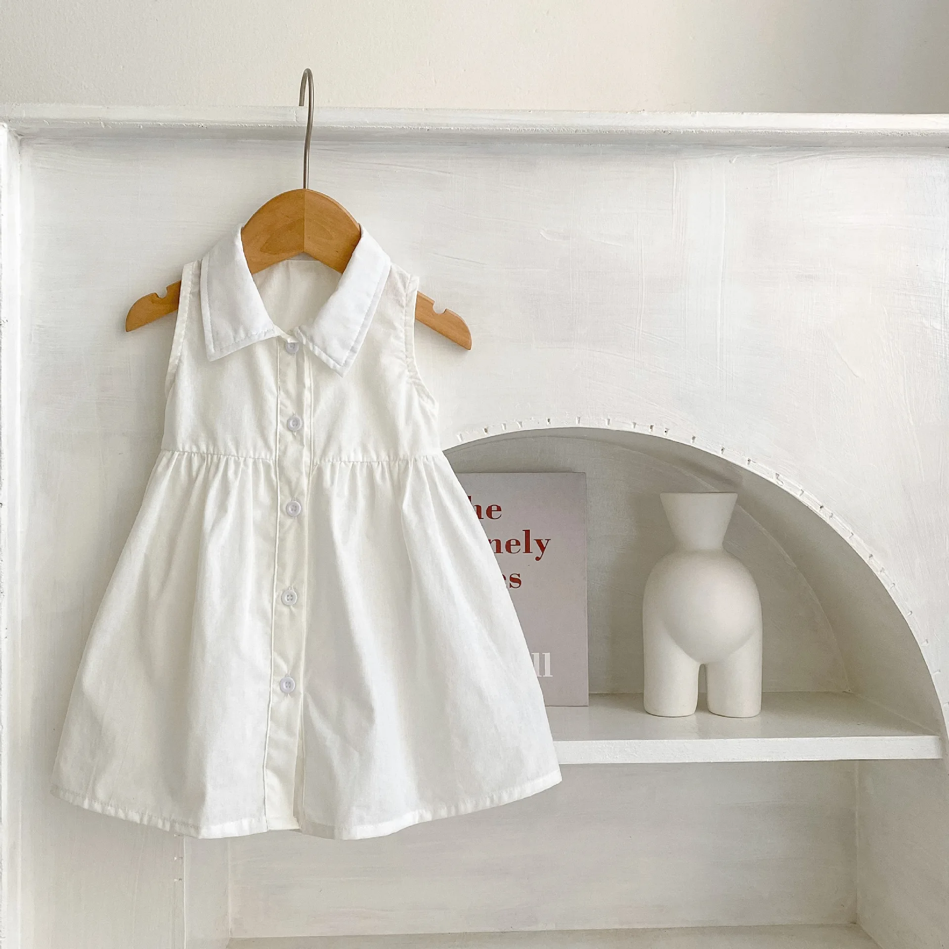 

Girls White Button-breasted Dress